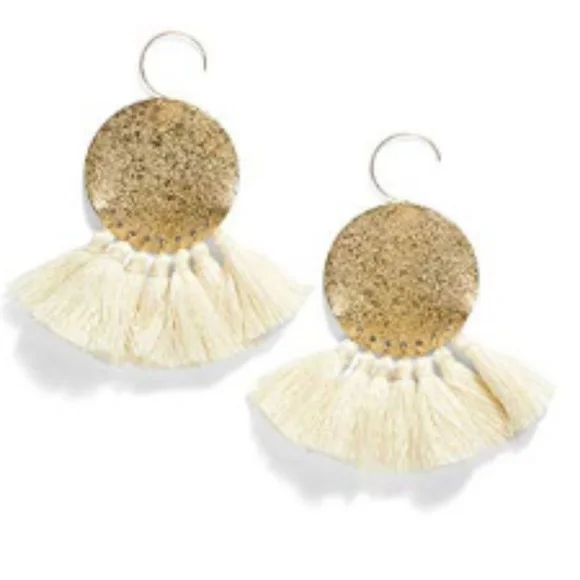 Free People Anthropologie Serefina Tassel Gong Sparkle Earrings - Picture 6 of 8
